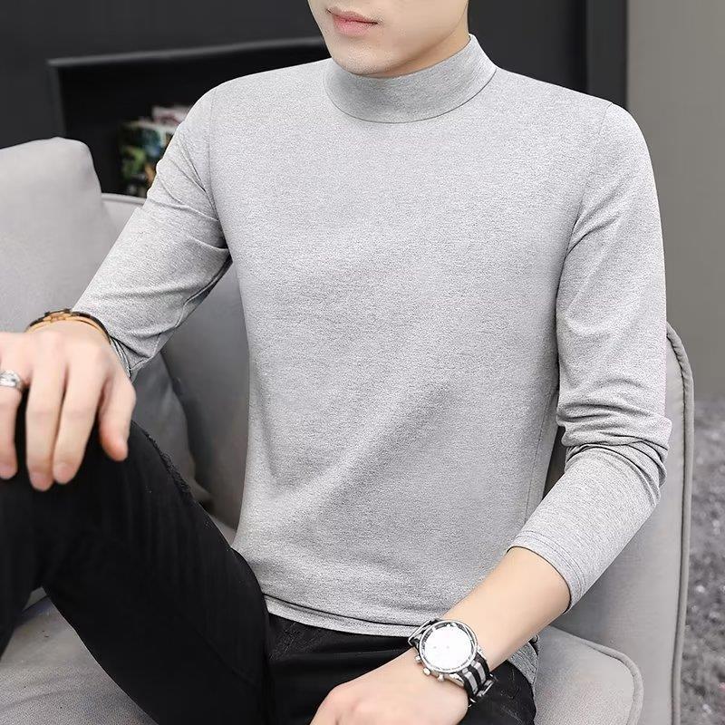 2-Pack Men's Modal Mid-Neck Long-Sleeve T-Shirts for Spring and Autumn