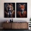 Lidské tělo Plakáty Hlava zvířat Lví oblek Žirafa Zebra Fox Obrázky Moderní nástěnné malby do obývacího pokoje Domácí dekorace Bez rámu