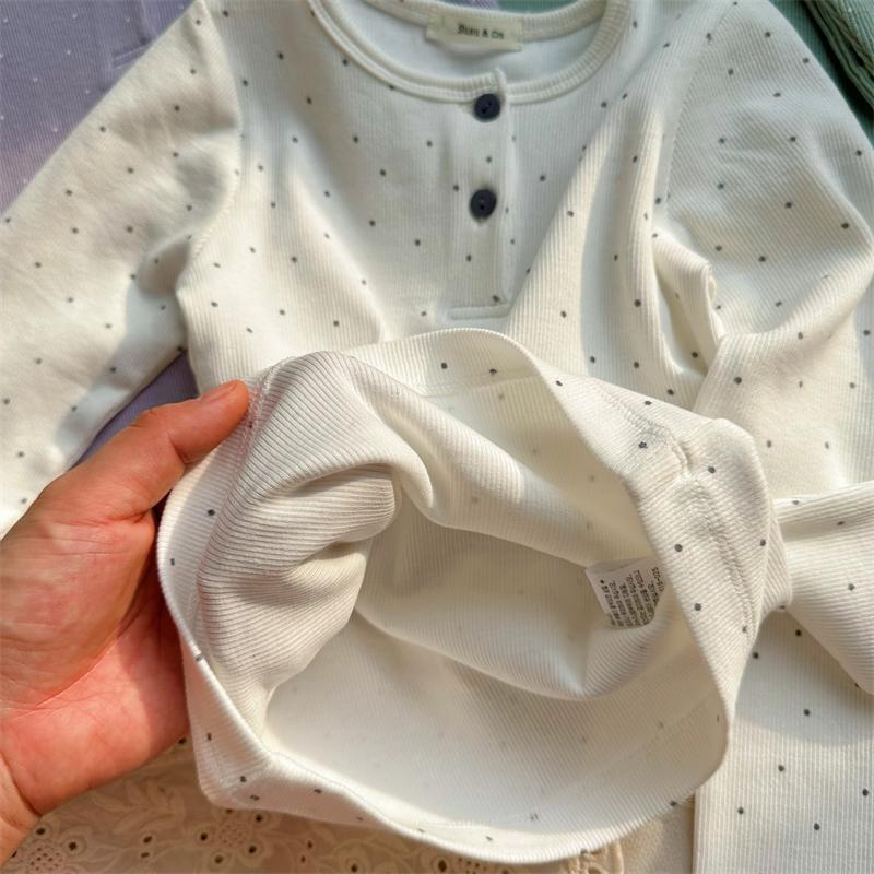 High-Elastic Polka Dot Kids' Long Johns Set - Comfortable 2-Piece Homewear