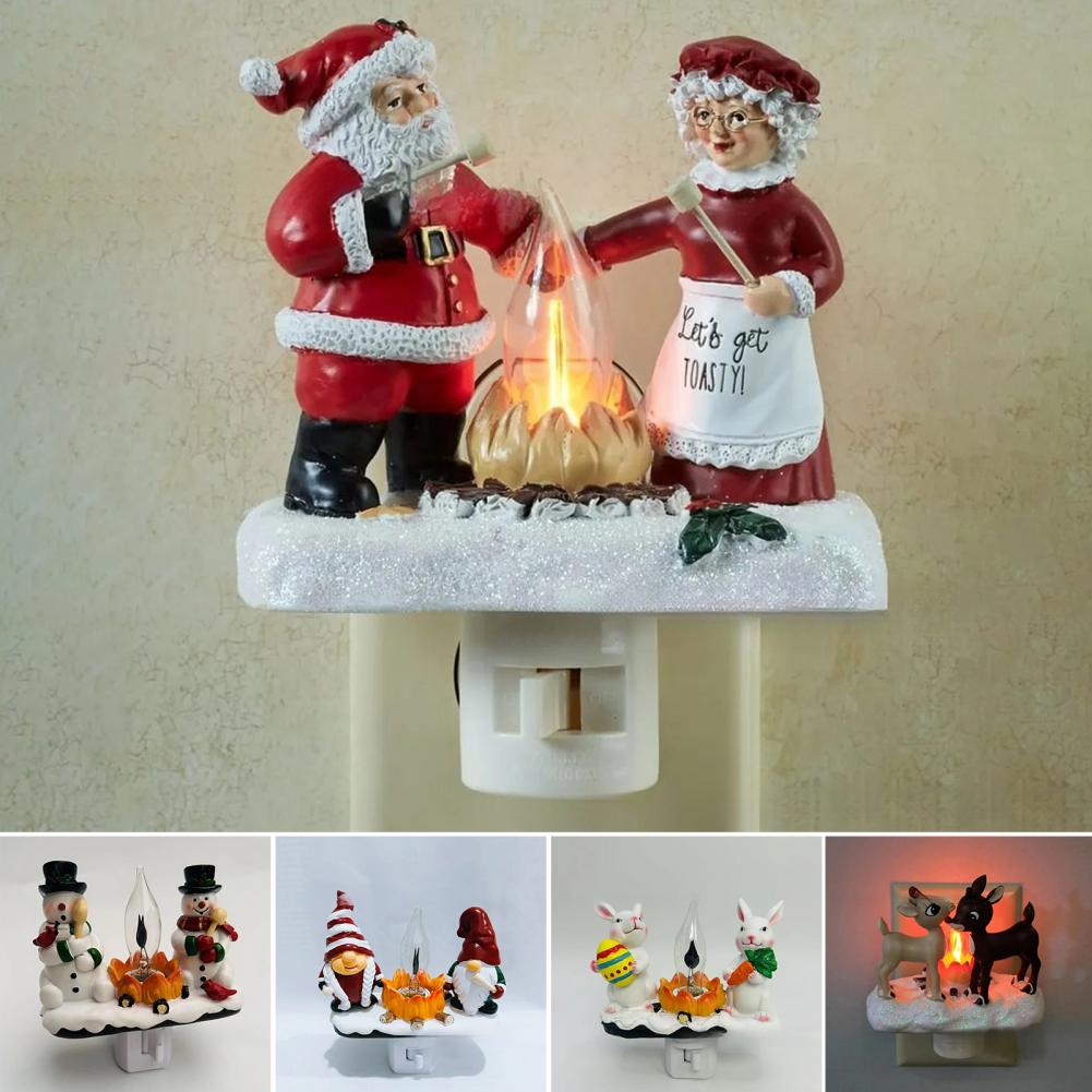 Christmas Night Light Halloween Ghostly Night Light 3d Led Christmas Campfire Night Light with Faux Flicker Flame