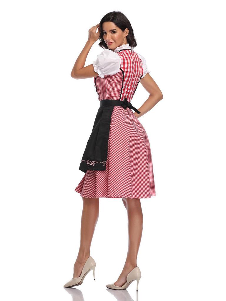 German Oktoberfest Plaid Beer Party Dress for Women