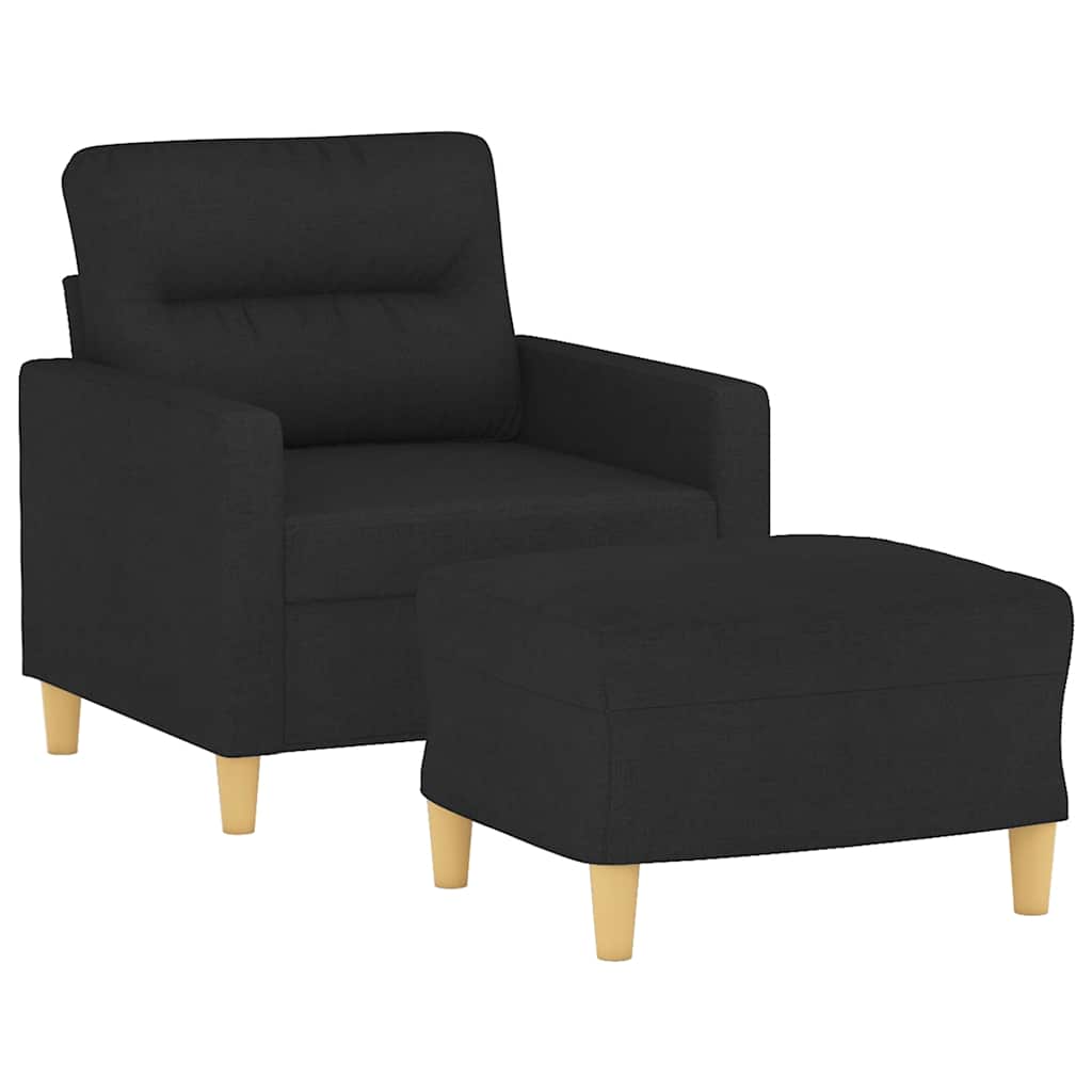 Vidaxl Fotel Z Podnóżkiem, Czarny, 60 Cm, Obity Tkaniną