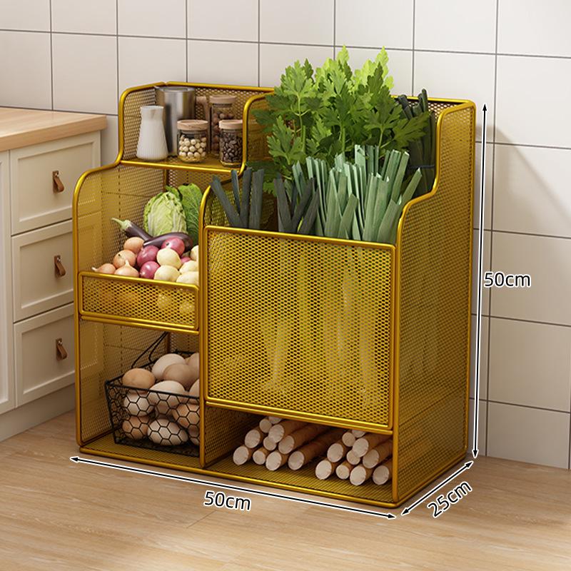 Multi-functional Kitchen Storage Rack: Multi-layer Basket for Fruits, Vegetables, Onions, Ginger, and Garlic