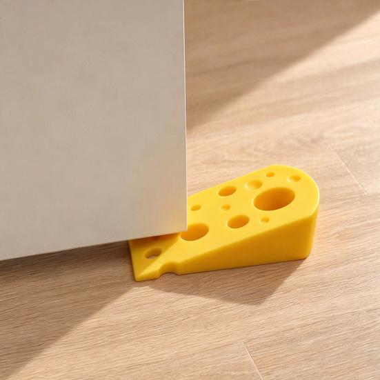 Jijijing 3D-gedruckter Käse-Türstopper, Rutschfester Türstopper, Stabile Keilbasis, Schützt Wände Möbel, Kreativer Türstopper für Schlafzimmer Wohnzimmer