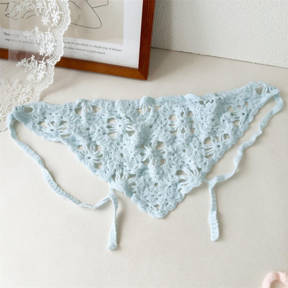 

Вязаная крючком повязка на голову ручной работы, треугольная косынка с цветком, французская вязаная повязка на голову, шляпа, для пляжной фотосессии синий