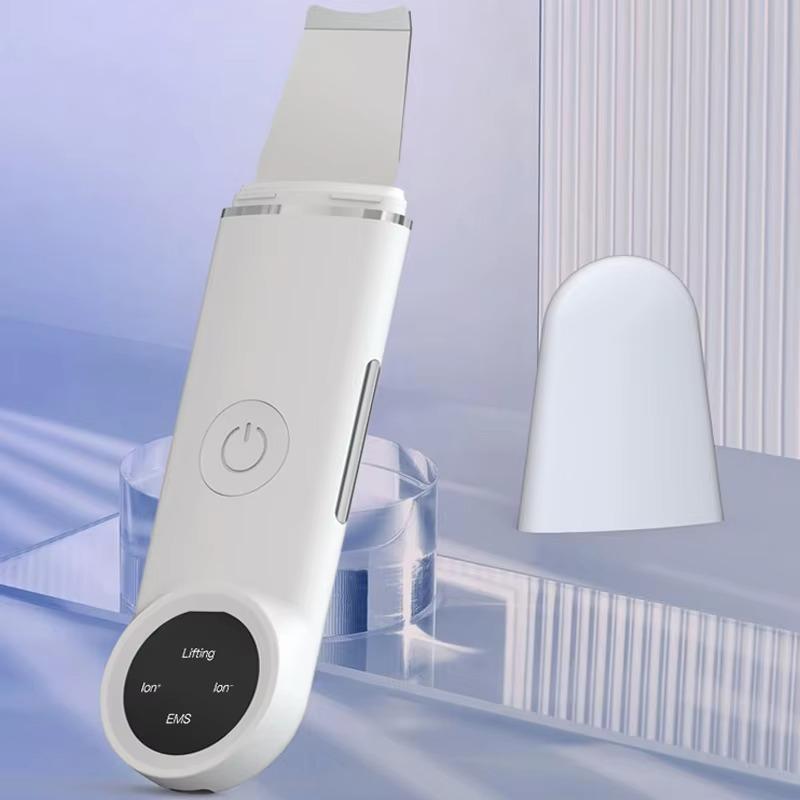 Professional Electric Charging Exfoliating Ion Skin Massage Scrubber Vibration Face Care Spatula Beauty Device Skin Scrubber No Plug Required белый