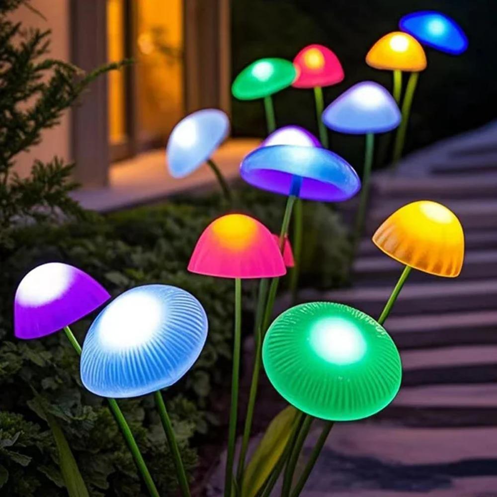 Solar Garden LED Jellyfish Mushroom Lights Waterproof Outdoor Decor Yard Patio Pathway Lawn Lamp