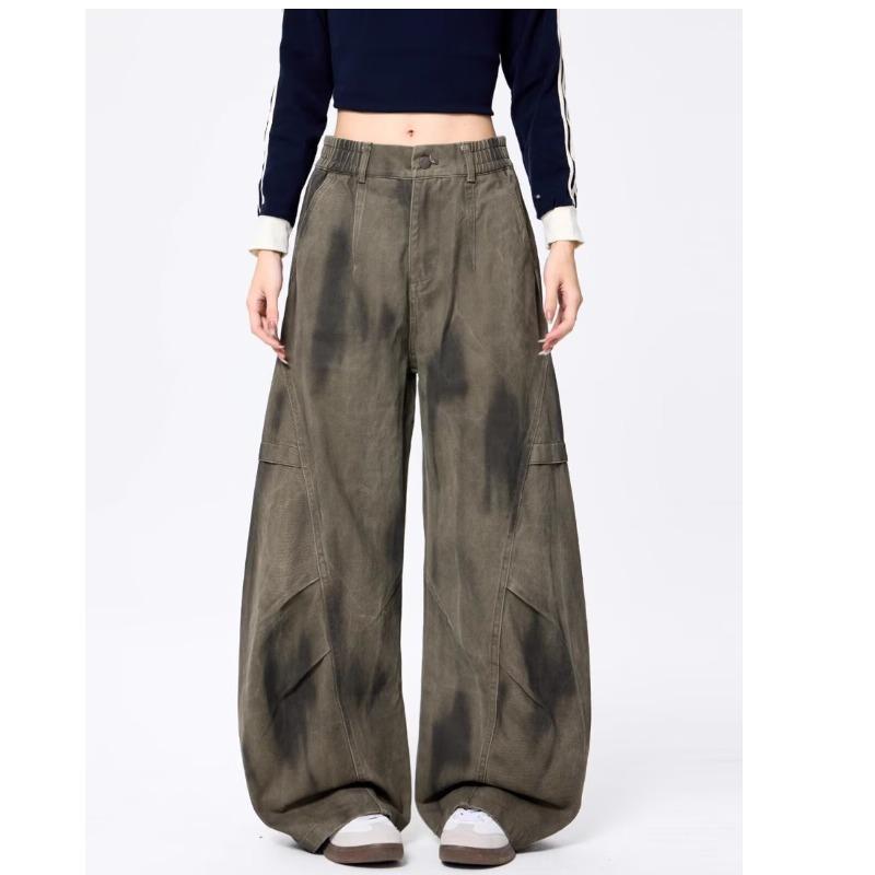 

Американские новые модные джинсы Y2K с вышитым узором, свободные джинсы для мужчин, повседневные, джокер, моющие, большие широкие брюки, джинсы для пар S серый