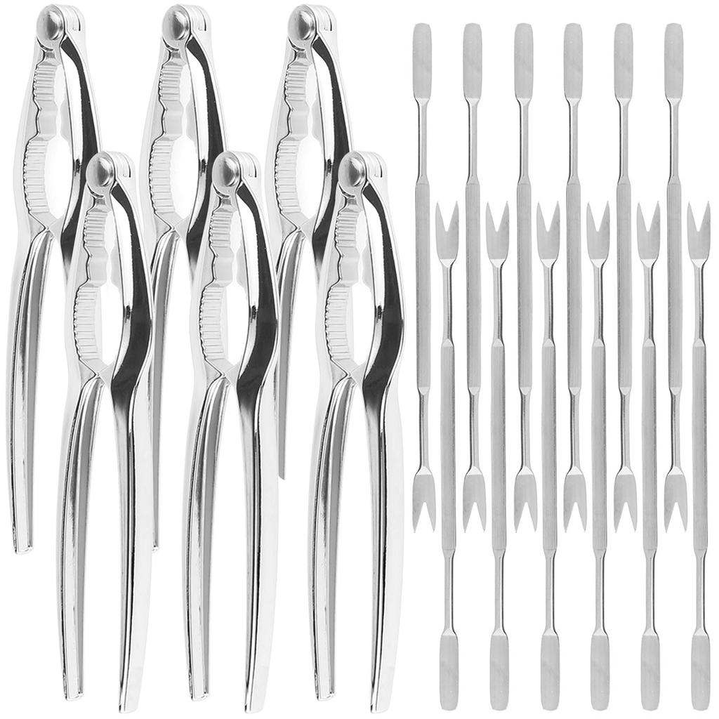 Stainless Steel Crab Tool Nut Cracker Crab Peel Shrimp Tool Lobster Clamp Pliers Clip Pick Set Seafood Tools Knives Accessories
