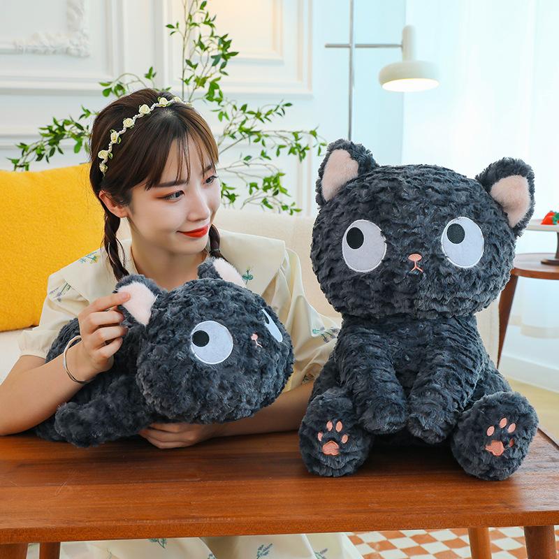 Black cat doll throw pillow kitten pet plush toy girl doll gift machine doll