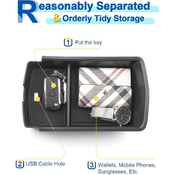 2023 2024 2025 2026 ID.4 Accessories Center Console Organizer for VW ID.4 (Standard/S/S Plus/Pro/Pro S/Pro S Plus), Durable ABS Plastic Console Tray