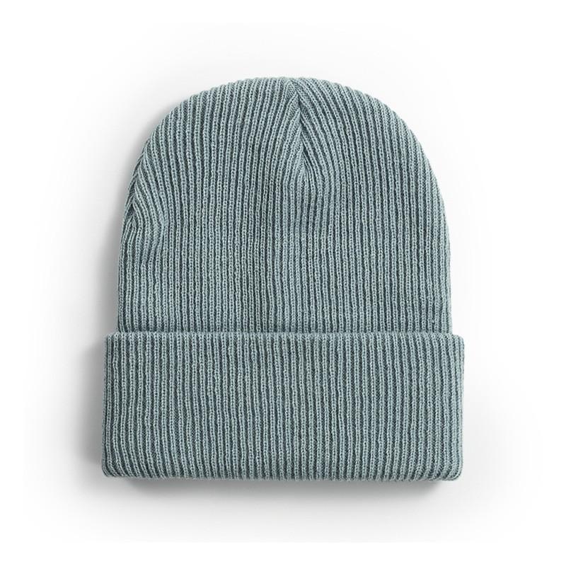 Fashionable Custom Embroidery Logo Solid Color Warm Winter Beanie Knit Hat