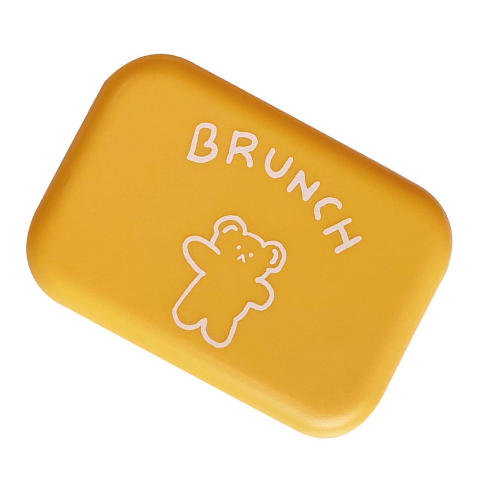 Contact Lenses Box with Mirror Bear Pattern Contact Lenses Travel Cases Portable Dual Compartment Cute Care Case Yellow