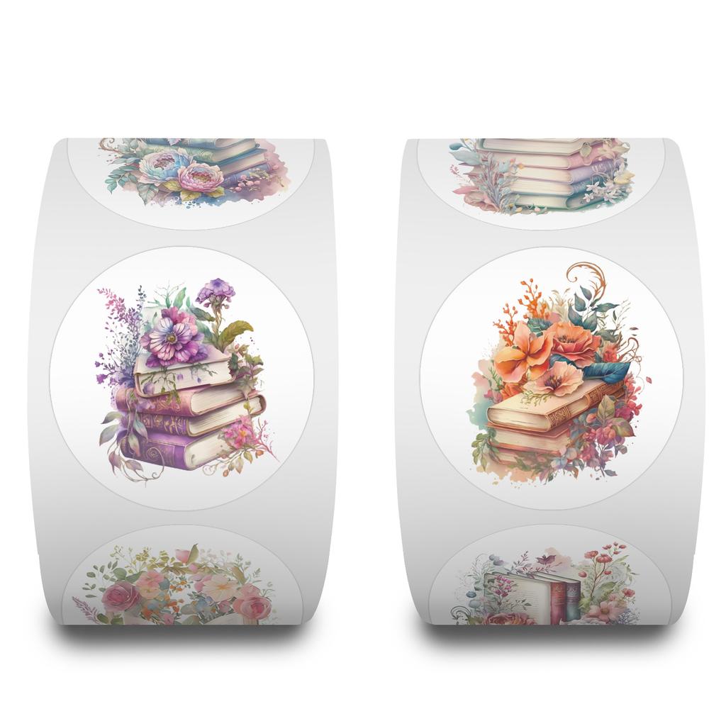 500 Aufkleber/Rolle Bücher, Blumen, Rollen, Rollen, Klebeband Belohnungs-Kinderaufkleber, Kreatives Handbuch-Klebeband
