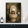 Funny Cat Toilet Art Prints Vintage Bathroom Poster Decor Humorous Wall Print Canvas Painting Toilet Decor