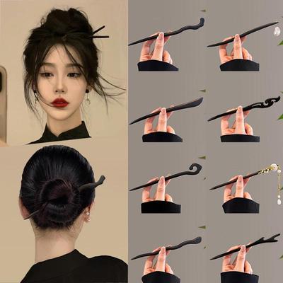 Spring/Summer Ancient Style Wooden Hairpin: Simple Modern Design, Floral Chinese Cheongsam Hair Accessory for Women