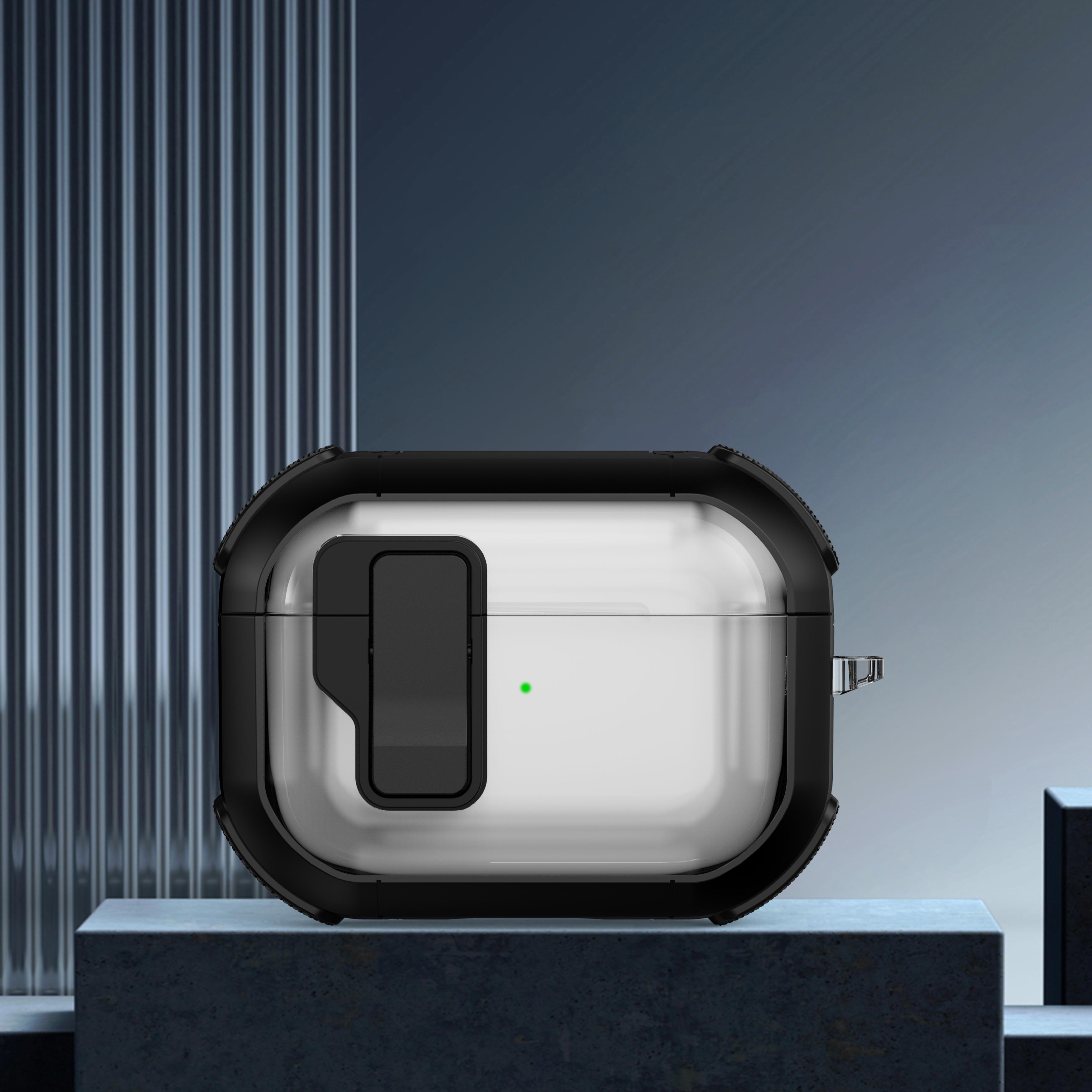 

Прозрачный чехол для наушников с магнитным замком и крючком для ключей для Apple Airpods Pro 2 2nd Air Pods 3, противоударный защитный чехол для зарядки Airpods Pro 2 чёрный