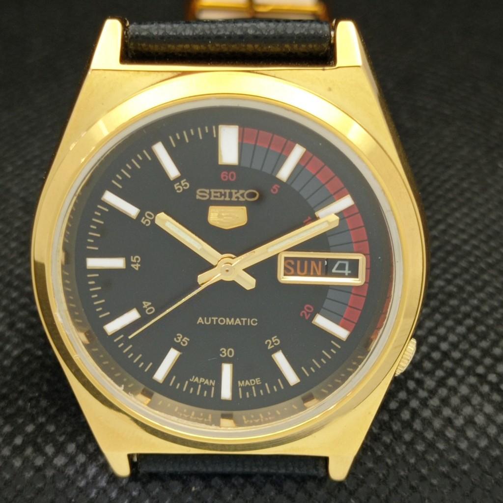 REFURBISHED VINTAGE SEIKO 5 AUTO 6309A JAPAN MENS DAY/DATE BLACK WATCH A309512-9 Seiko-a309512-1