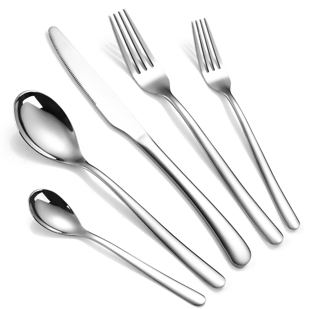410 Stainless Steel Tableware Set 20-piece Set Knife Fork Spoon Tableware Gold YSH-46-20PS