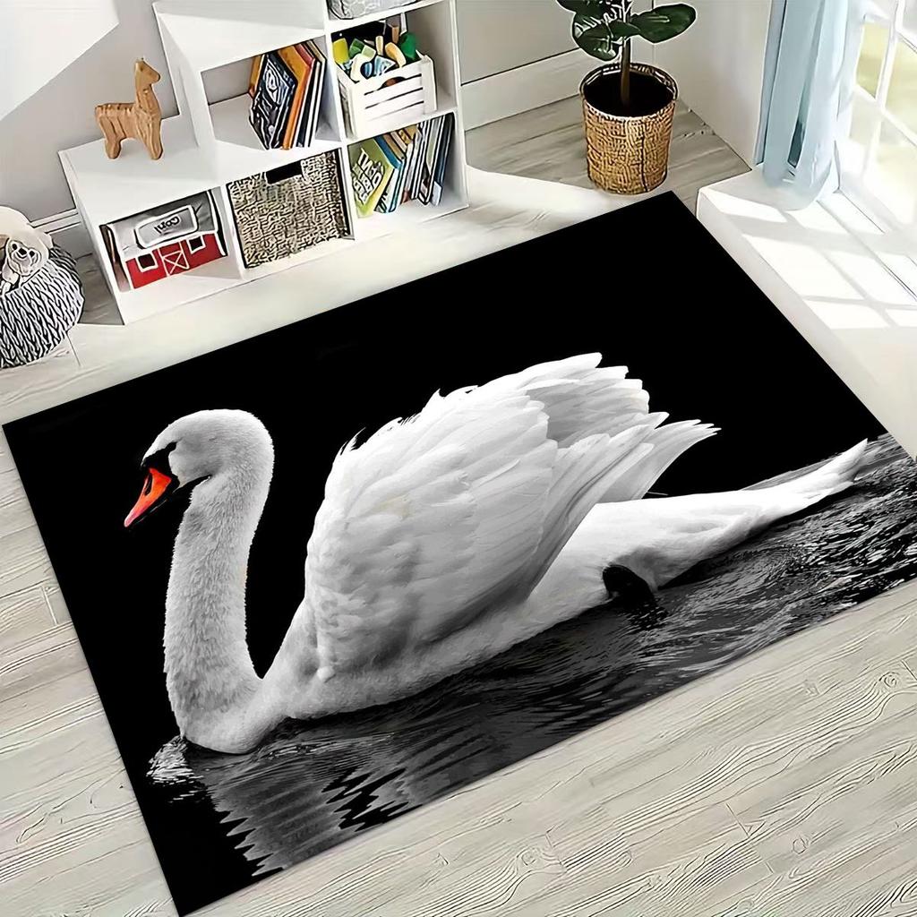 Traum Liebe Schwan Kunst Cartoon Teppich für Schlafzimmer Wohnzimmer Sofa Zuhause Fußmatte Dekor, Große Kinder Spiel Rutschfeste Bodenmatte Geschenk