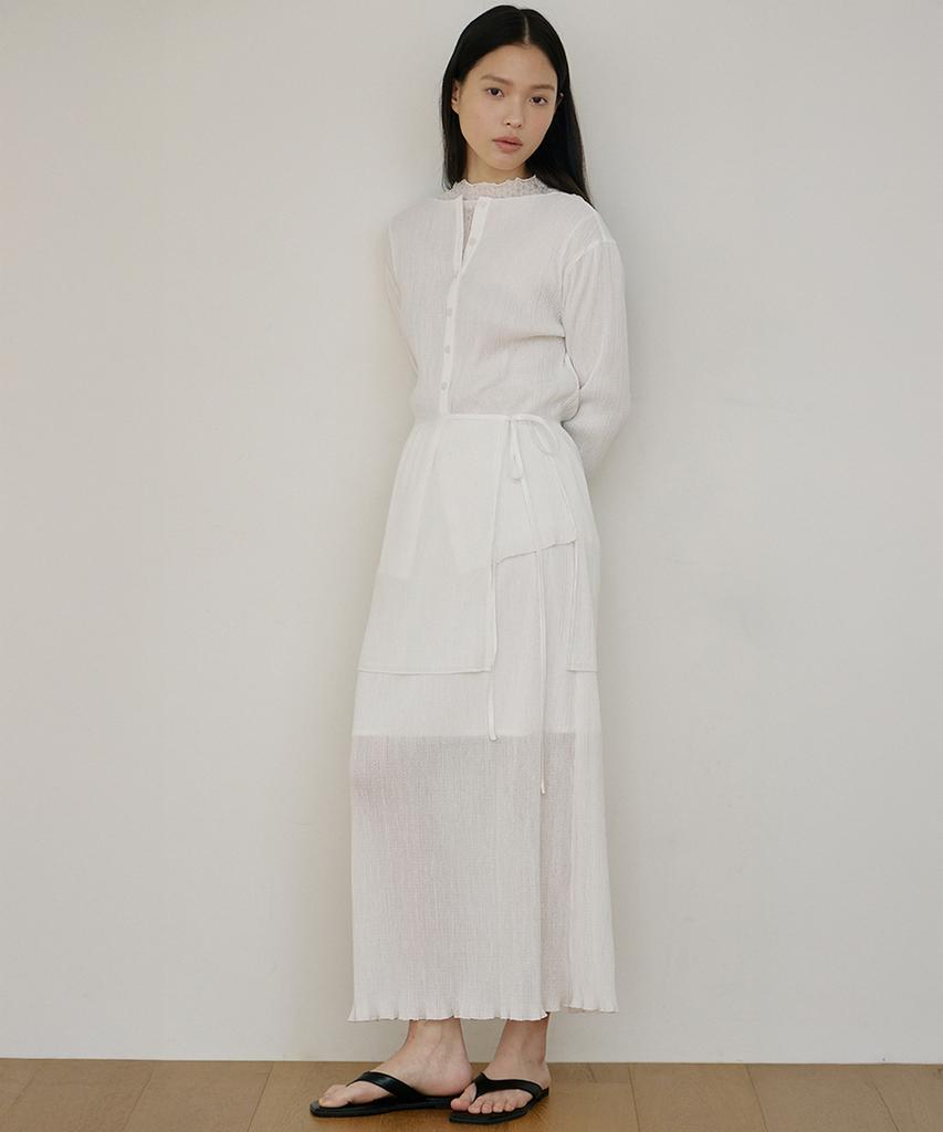 Oeoseoul Pleated Maxi Skirt [White]