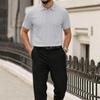 Men's Lightweight Short Sleeve Polo Shirt Breathable Fabric Loose Fit Casual Collared Shirt with Small Checkered Pattern Suitable for Large Sizes