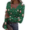 Women's Fashion Slim Bottom Casual Long Sleeve Christmas Printed Pullover U Neck Top