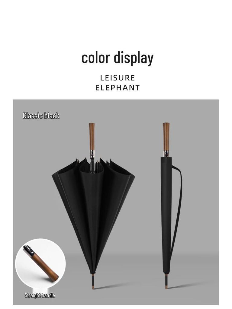 Extra Large Solid Wood Golf Umbrella with Automatic Long Handle—Customizable Logo