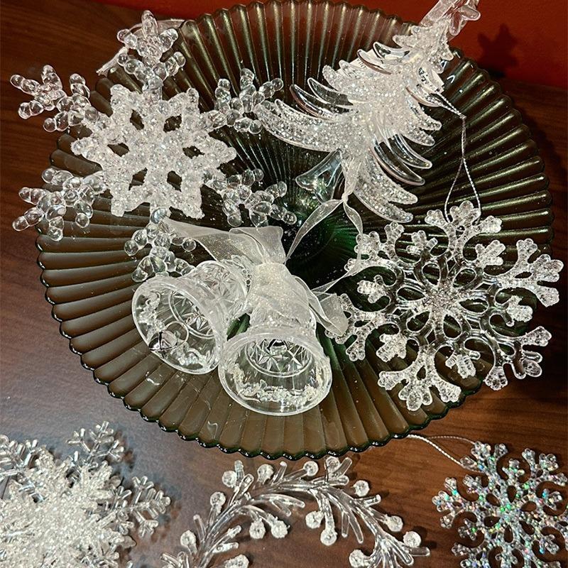 Christmas Acrylic Snowflake Ornament Crystal Christmas Tree Decor Hanging Snowflake Ornaments with Ropes for Party Celebration