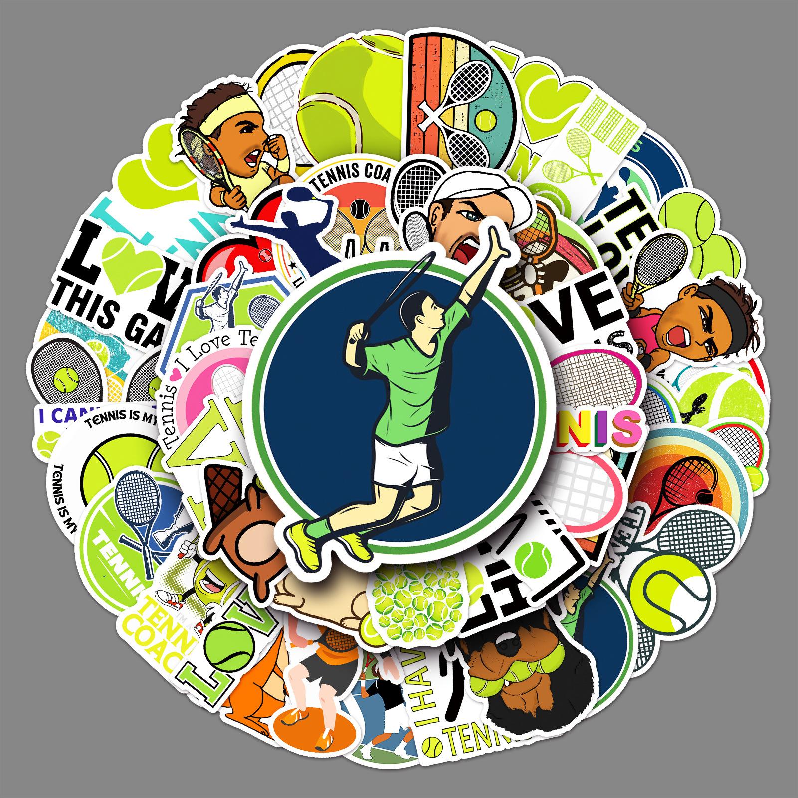 

50 теннисных рисунков, персонализированные спортивные креативные карты Goo, сделай сам, наклейки на чемодан для скейтборда, водонепроницаемые