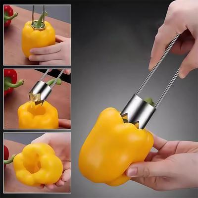 Extractor de corazón de frutas de acero inoxidable para manzanas, peras, pimientos y otros alimentos. Herramienta versátil para extraer el corazón de las verduras. Aparatos de cocina.