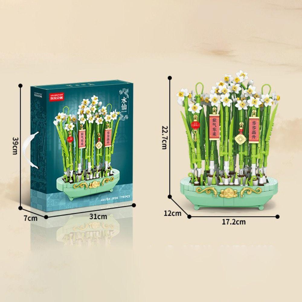 Assembly Flower Building Blocks Plastic Potted Plant Building Blocks  Children Toys