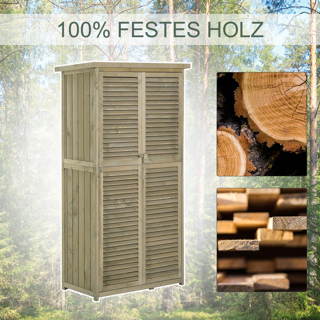 Garden Cabinet Wood Tool Shed Equipment House With Asphalt Roof Louvered Door Storage Cabinet Shed Garden 4 Compartments Gray 87 X 46.5 X 160 Cm