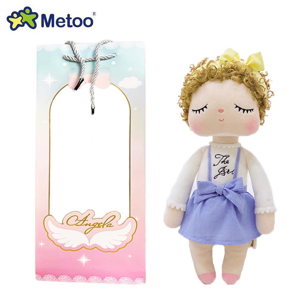 Metoo Angela Doll Rabbit Featuring Paper Pouch Boxed Stuffed Animals Plush Playthings Sleep Dolls Children Appease Infant Birth Date Holiday Gifts