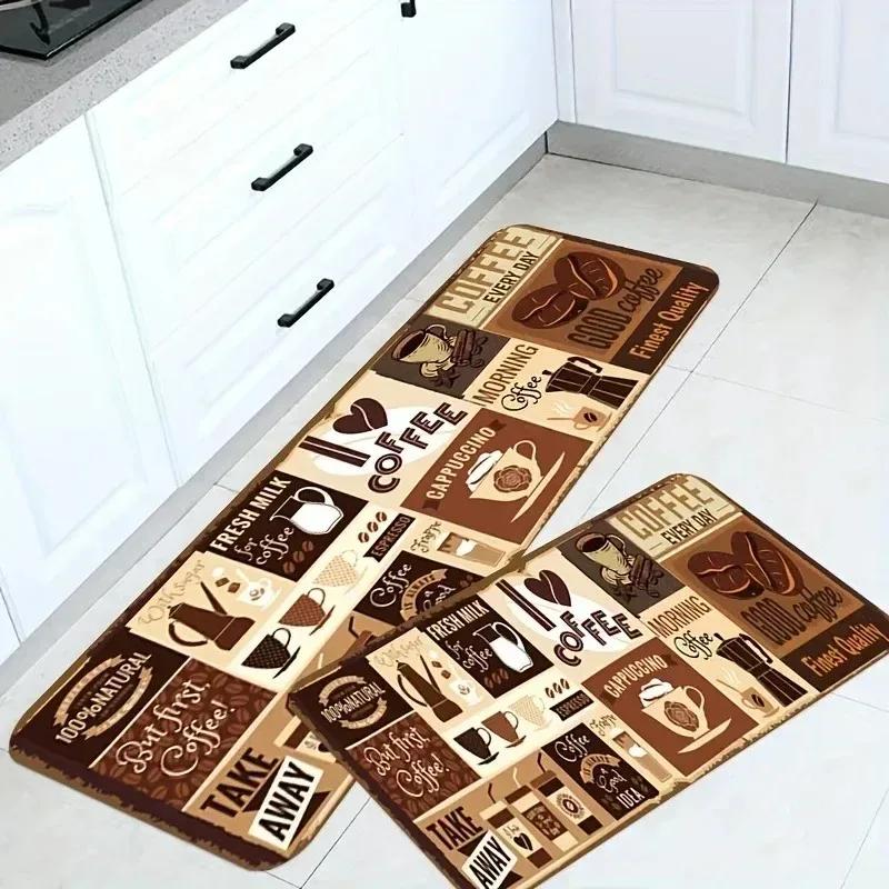 1PC Coffee Pattern Home Door Mats Kitchen Rugs Non-Slip Pop Design Living Room Rugs Bath Mat Carpet for Home Sink Laundry Decor