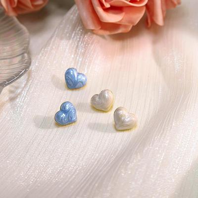 Silver Needle Summer Heart Drop Earrings - Cute, Sweet Wind Design for a Charming Look