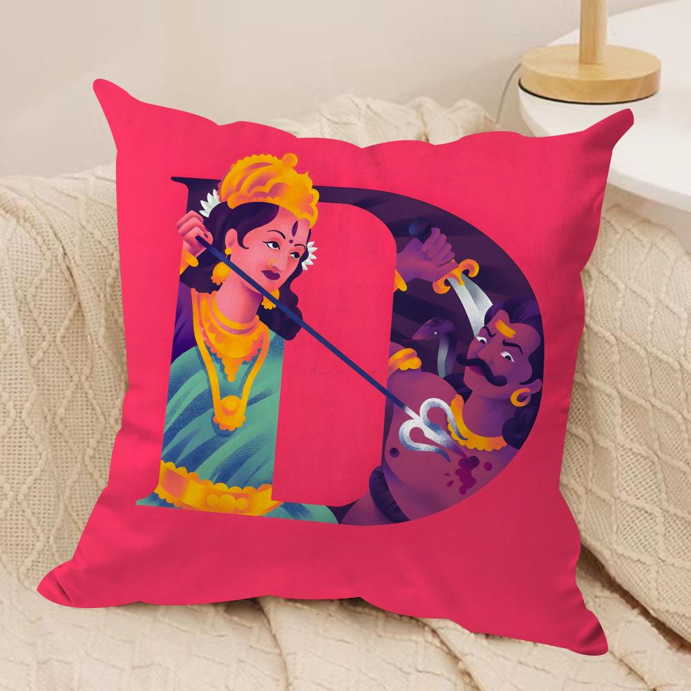 Interesting Letters Cushion Cover Soft Plush Fabric DoubleSided Printed Sofa Cushion Cover for All Seasons Home Decor Gift