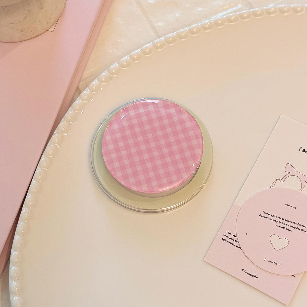 Korean Ins Style Niche Contrasting Plaid for MagSafe Magnetic Bracket Adsorption Retractable Airbag Bracket for Women