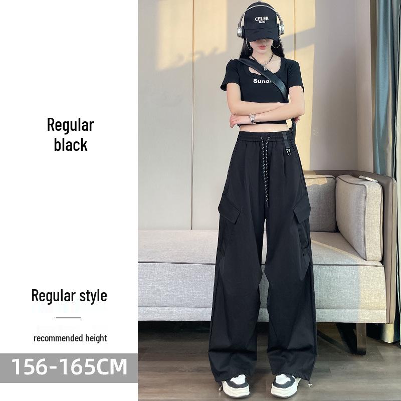 2026 Spring/Summer Women s Quick-Dry Tencel Cotton Cuffed Wide-Leg Slimming Casual Sports Pants XS