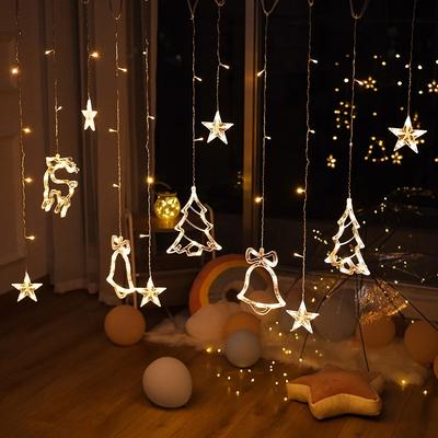 Weihnachtsbaum Hirsch Glocken Lichterkette Dekoration Girlande Lichterkette Außen Für Zuhause Hochzeitsparty Neujahrsdeko