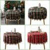 Cotton Christmas Plaid Tablecloth Round Table Cloth Soft Table Cover  Christmas Decoration
