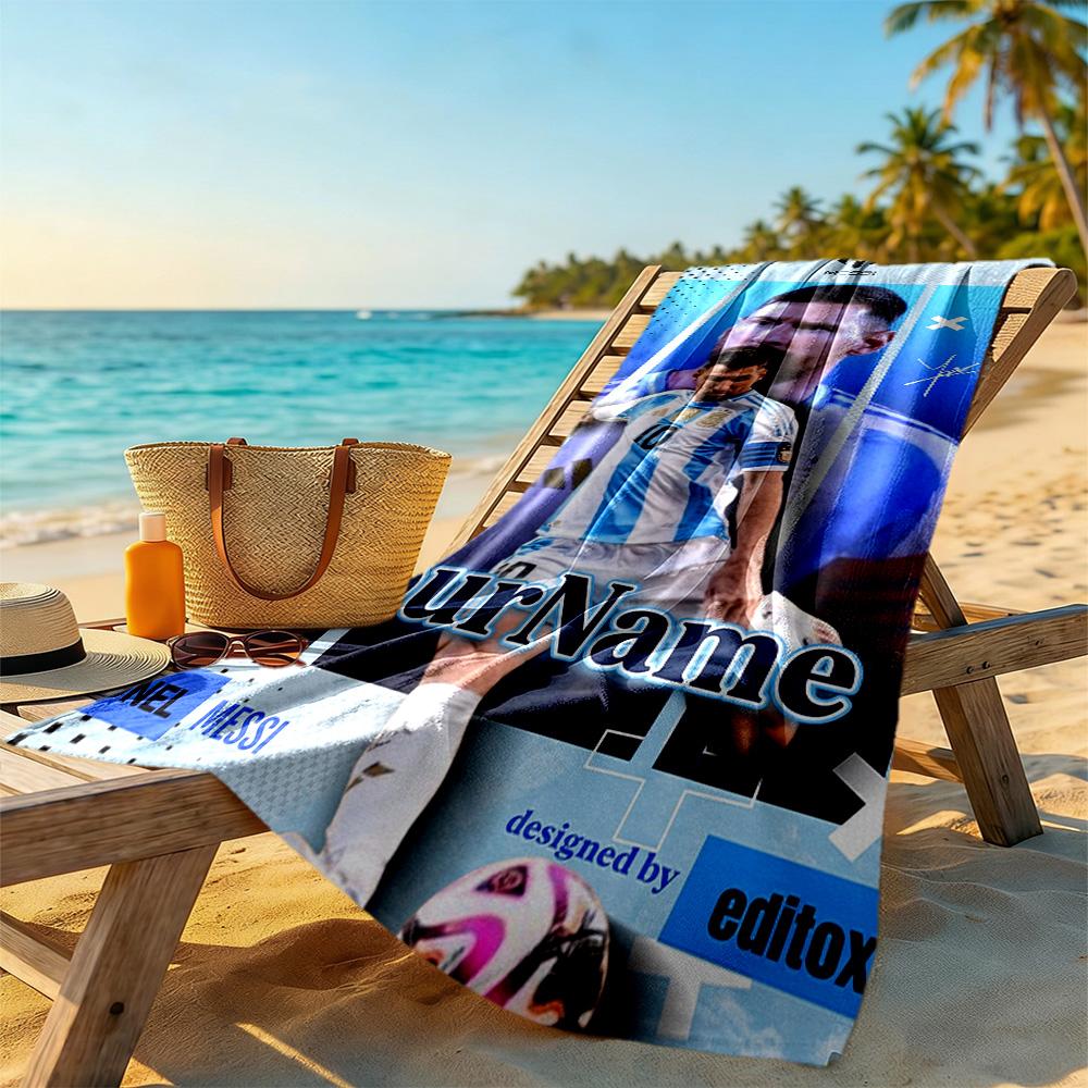 Messi Personalized Name Beach Towel Super Soft & Absorbent Portable for SwimmingBeachCamping Travel Beach AccessoriesGym