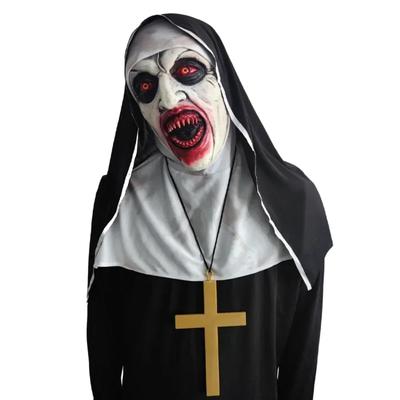 Halloweenské párty masky Masquerade Horror Jeptiška Cosplay Kostýmy Hororové Filmy Cosplay Halloween Latex Otevřená Mouth Maska Jeptiška Přilba Party
