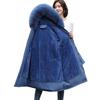 Winter Plus Size Jacket Women Long Sleeve Knee Length Thick Plush Furry Hood Pockets Zipper Button Closure