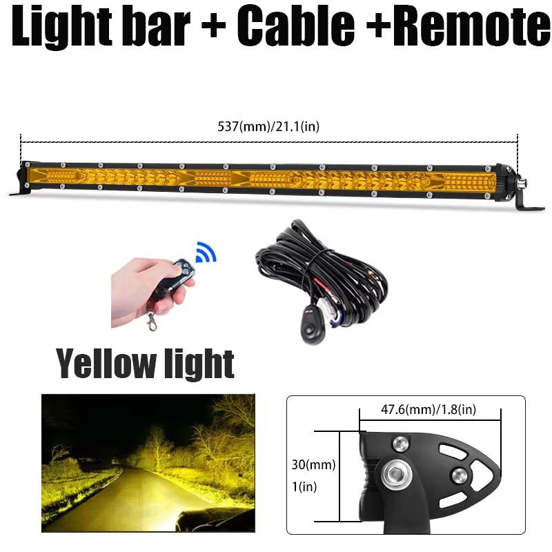Slim 10'' 20inch LED Work Light Bar 12V 24V White Yellow Driving Fog Light for Jeep Trucks ATV Off Road 4x4 with Cable Remote