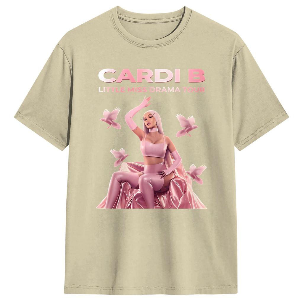 Cardi B Little Miss Drama Tour 2026 T Shirt Harajuku TShirts Short Sleeve Funny Tops Summer Pure Cotton Plus Size Tees