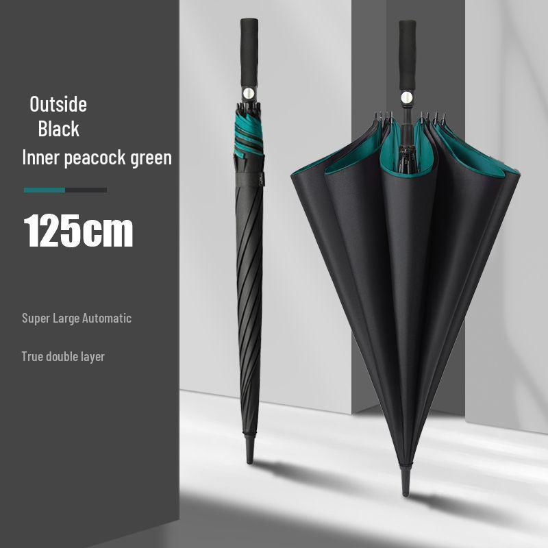 Herren Extra-Großer Doppelschichtiger Regenschirm mit Langem Verstärktem Griff für Zwei oder Drei Personen, Sturmfest und Langlebig.