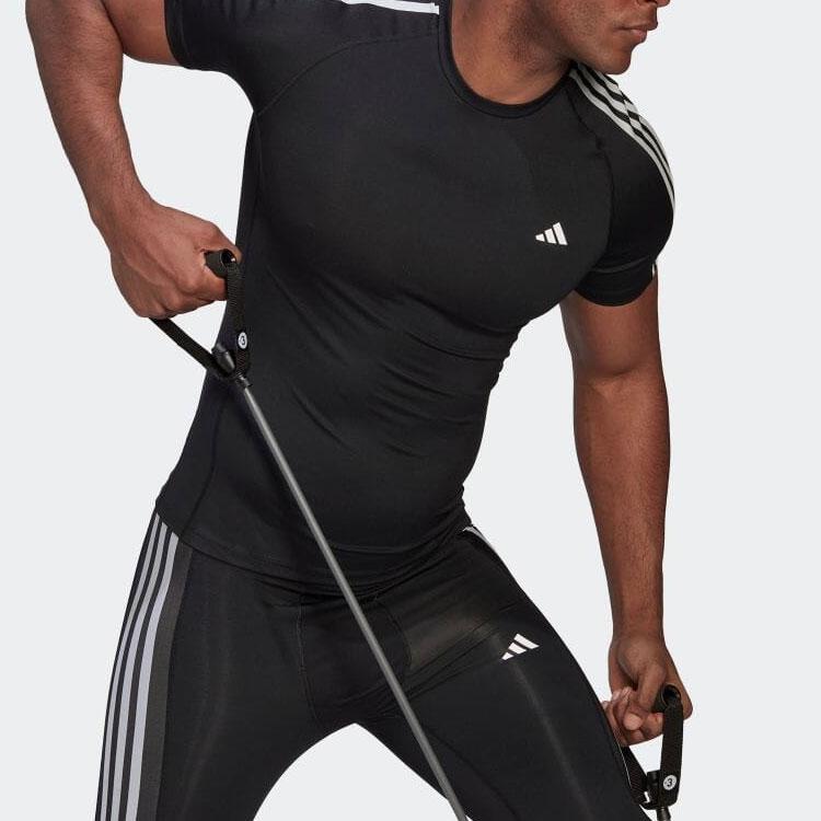 New Adidas Techfit 3 Stripes Training Tee HD3525