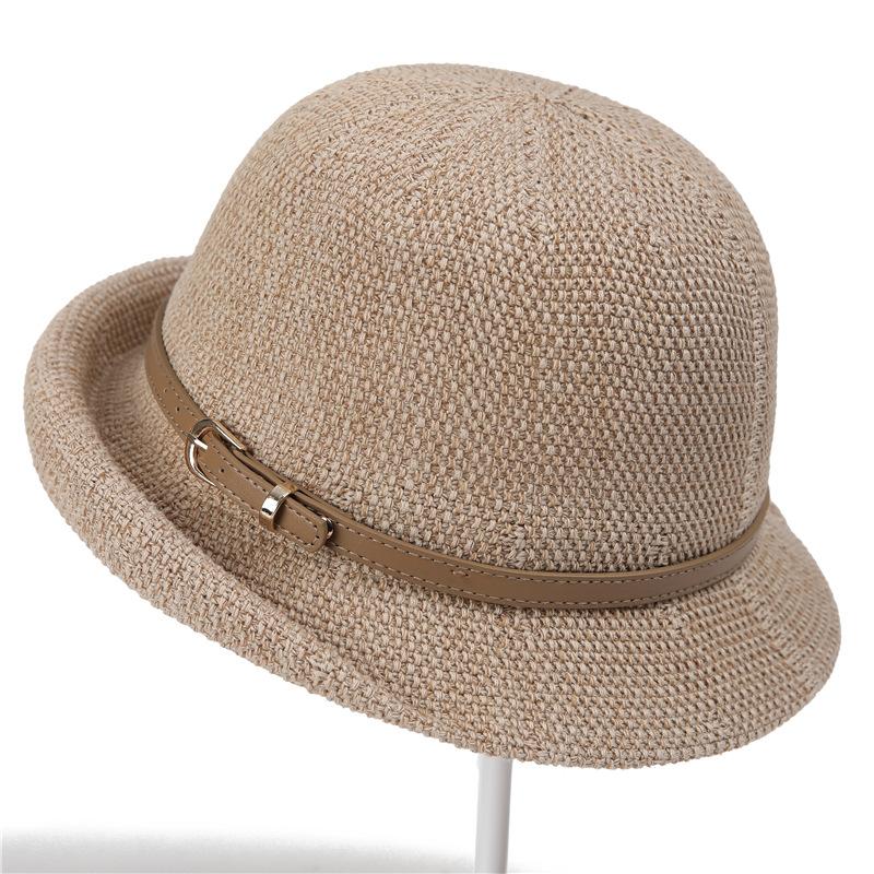 Linen Hat Women'S Summer Sunscreen Thin Celebrity Style Dome Bucket Hat Fashion Versatile Sunshade Beach Top Hat