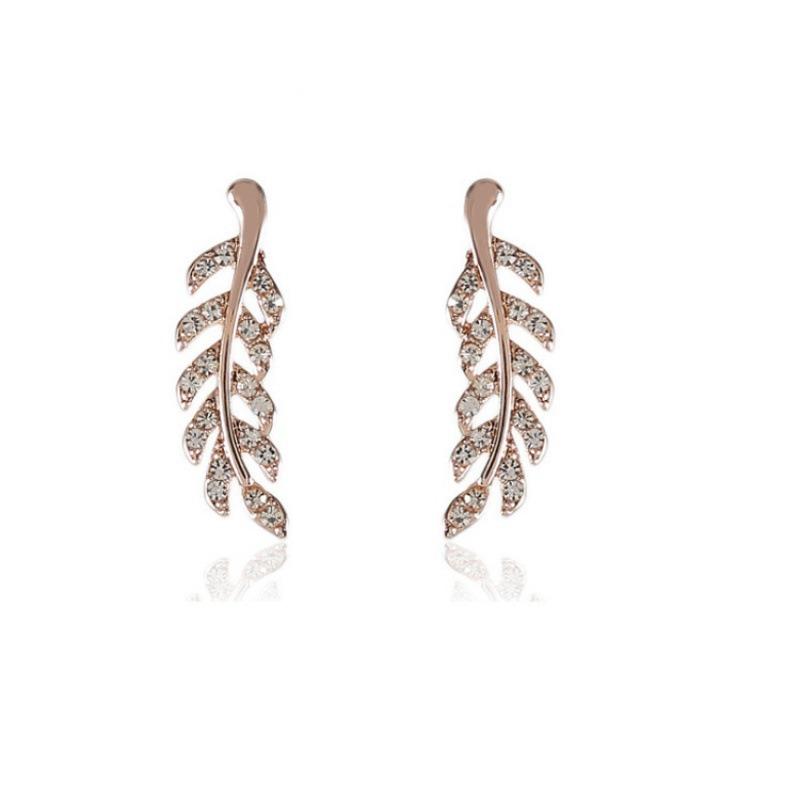 Fashionable Symmetrical Hollow Leaf Earrings New Alloy Long Earrings